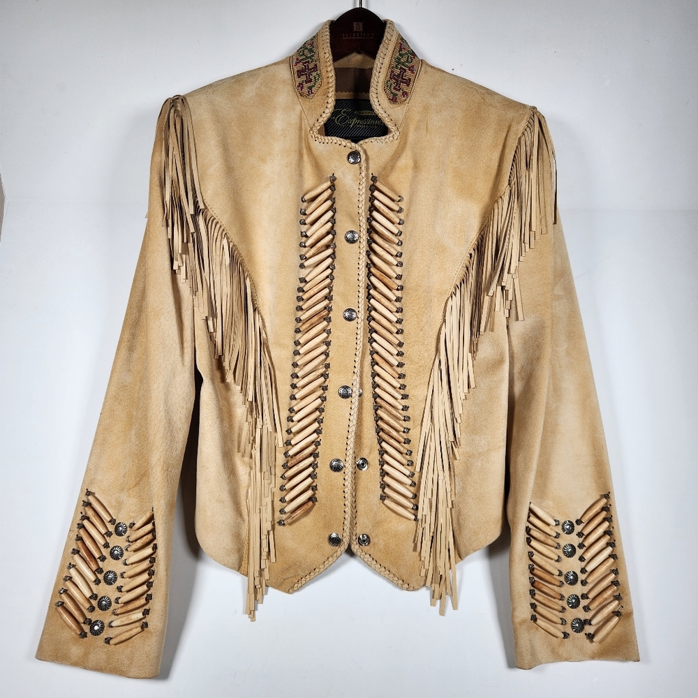 Leather Expressions Brown Leather Women's Western Jacket Size 10 Made In U.S.A.